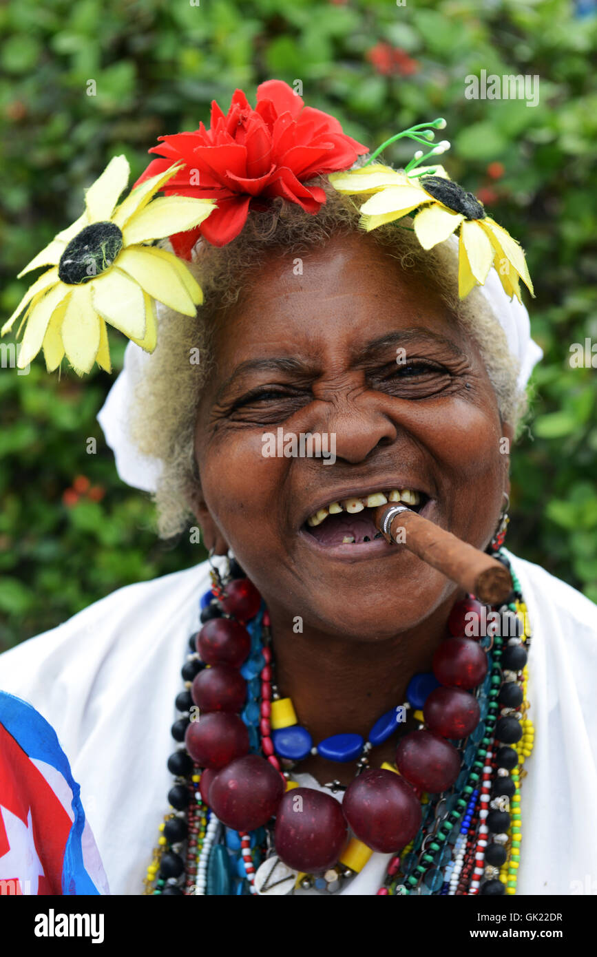 Porträt einer älteren kubanische Frau. Stockfoto