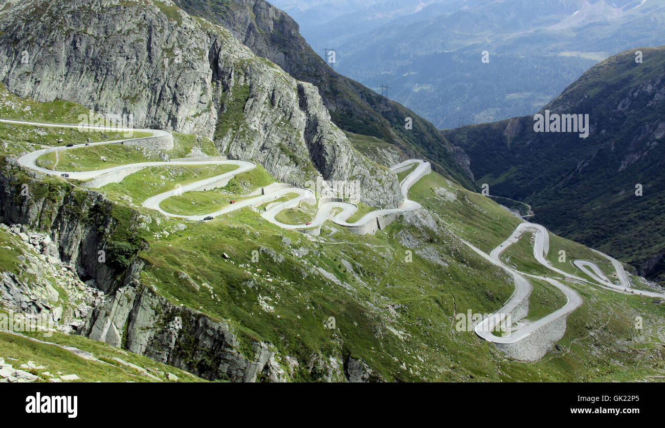 Gotthard Pass Road Andermatt-airolo Stockfoto