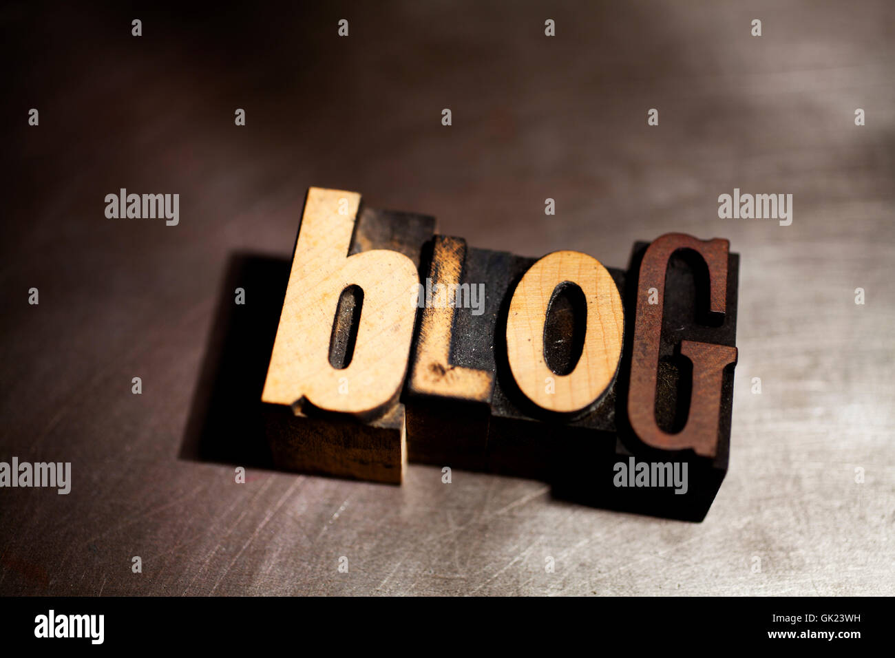 Blog in Holz-Art Stockfoto