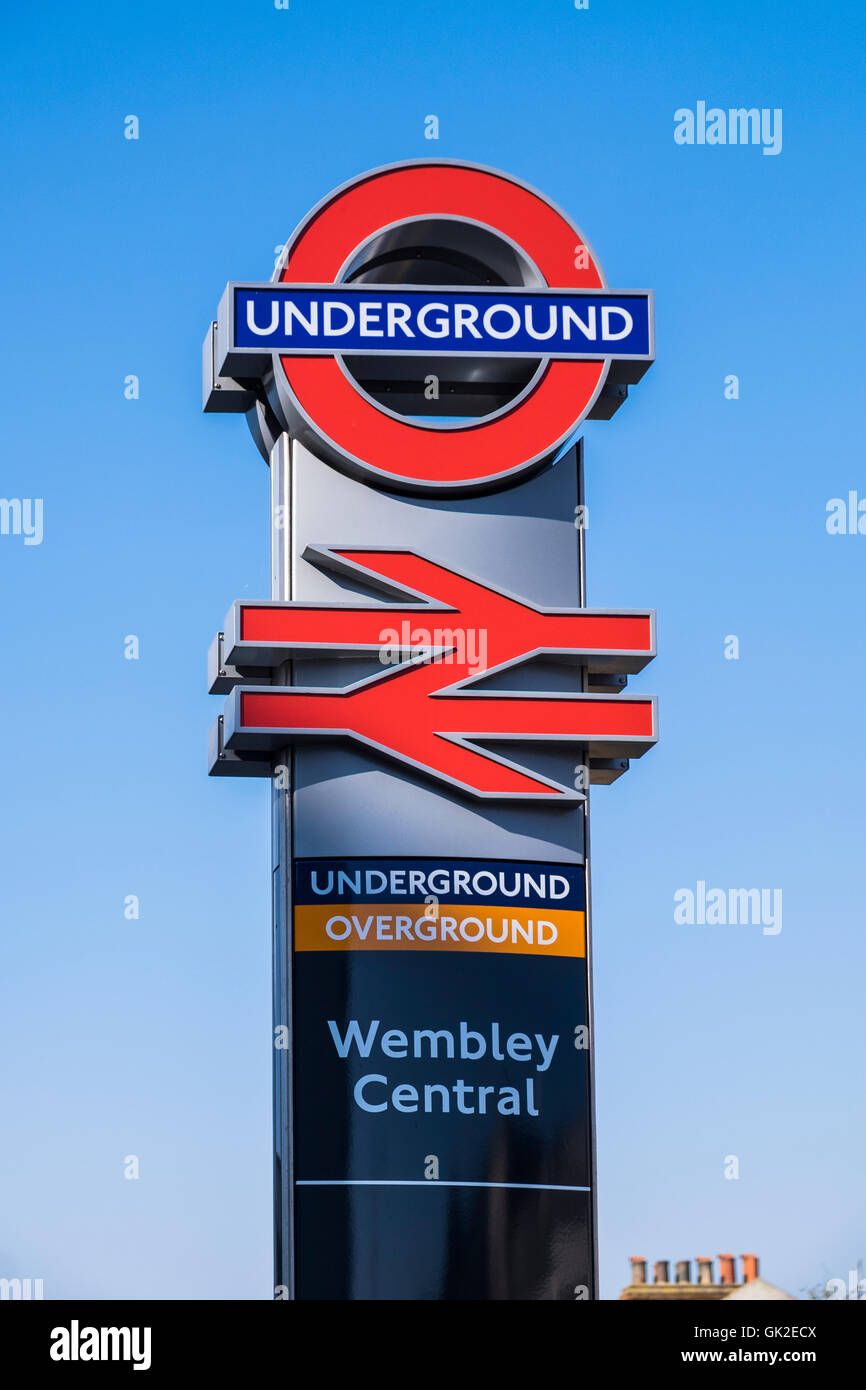 Wembley Central Station Austausch Zeichen, England,U.K, London, Wembley, Borough of Brent. Stockfoto