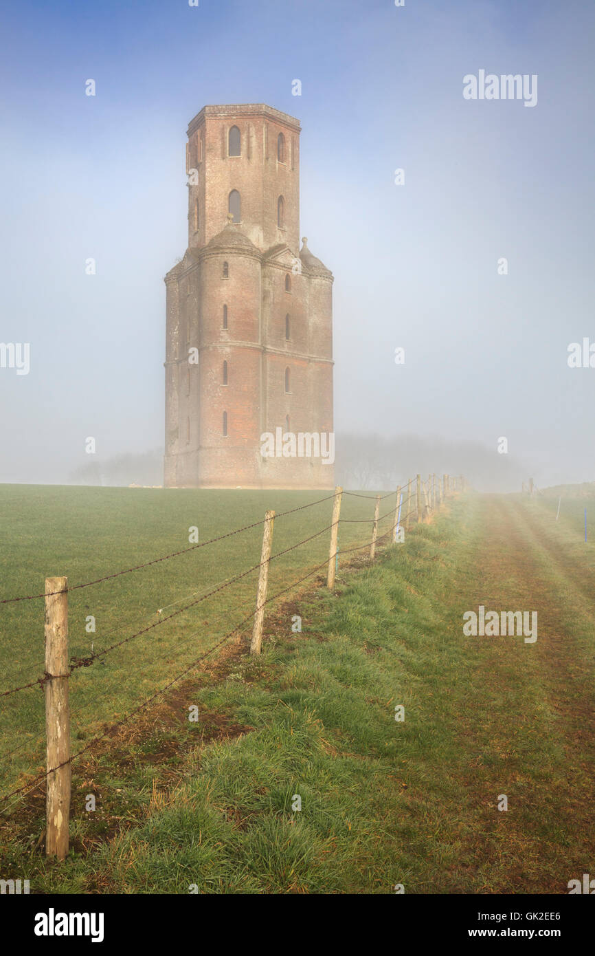 Der Horton-Tower in North Dorset an einem nebligen Morgen eingefangen. Stockfoto