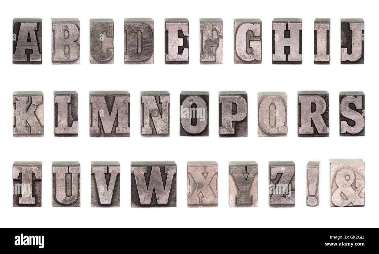 Blei-Buchstaben-alphabet Stockfoto