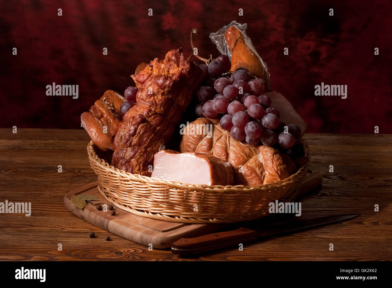 Zusammensetzung Holz Trauben Stockfoto