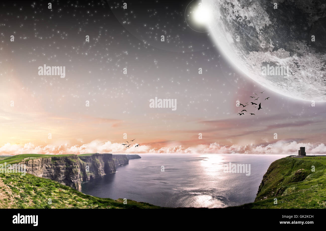 Raum-Mond-Küste Stockfoto