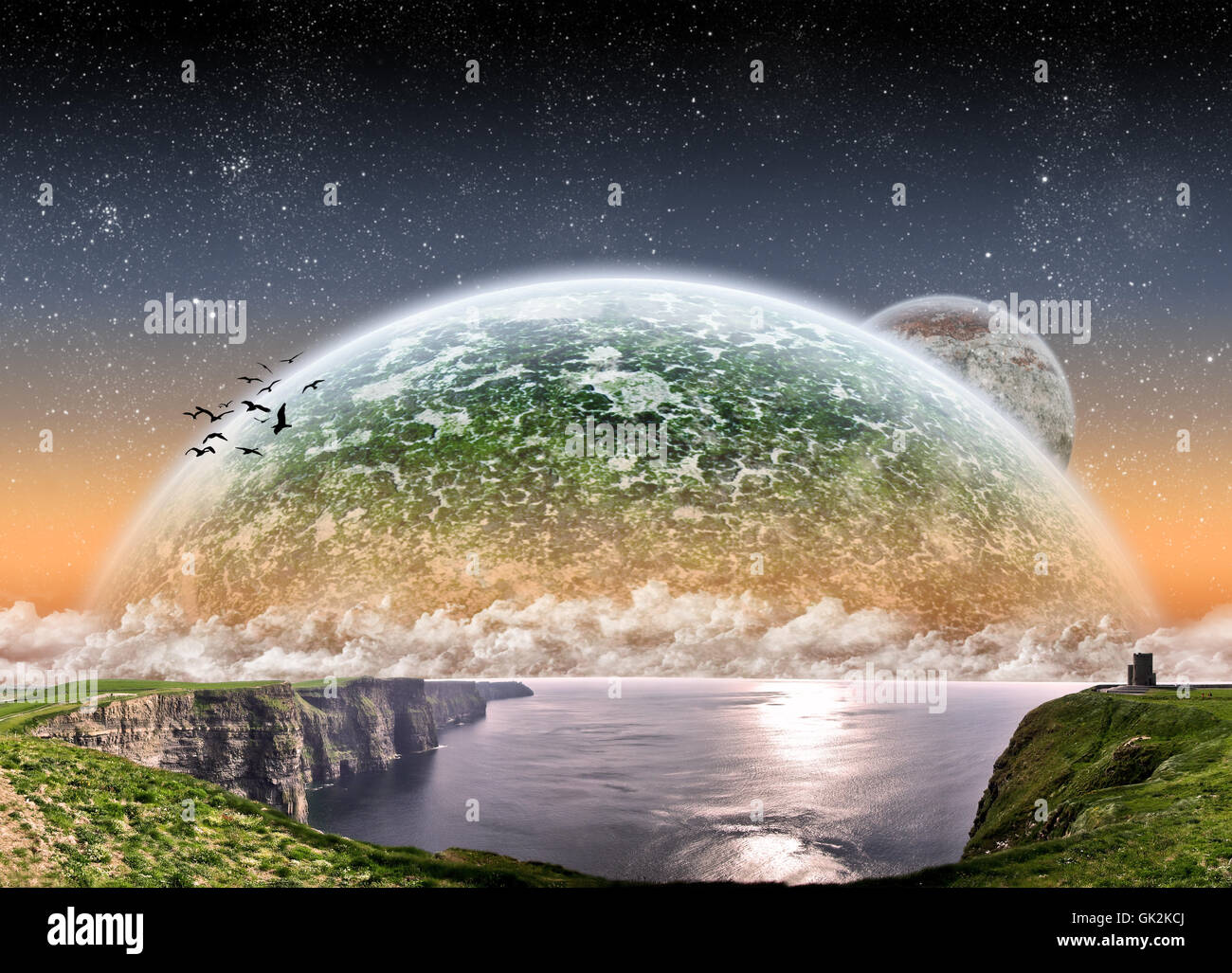 Raum-Mond-Küste Stockfoto