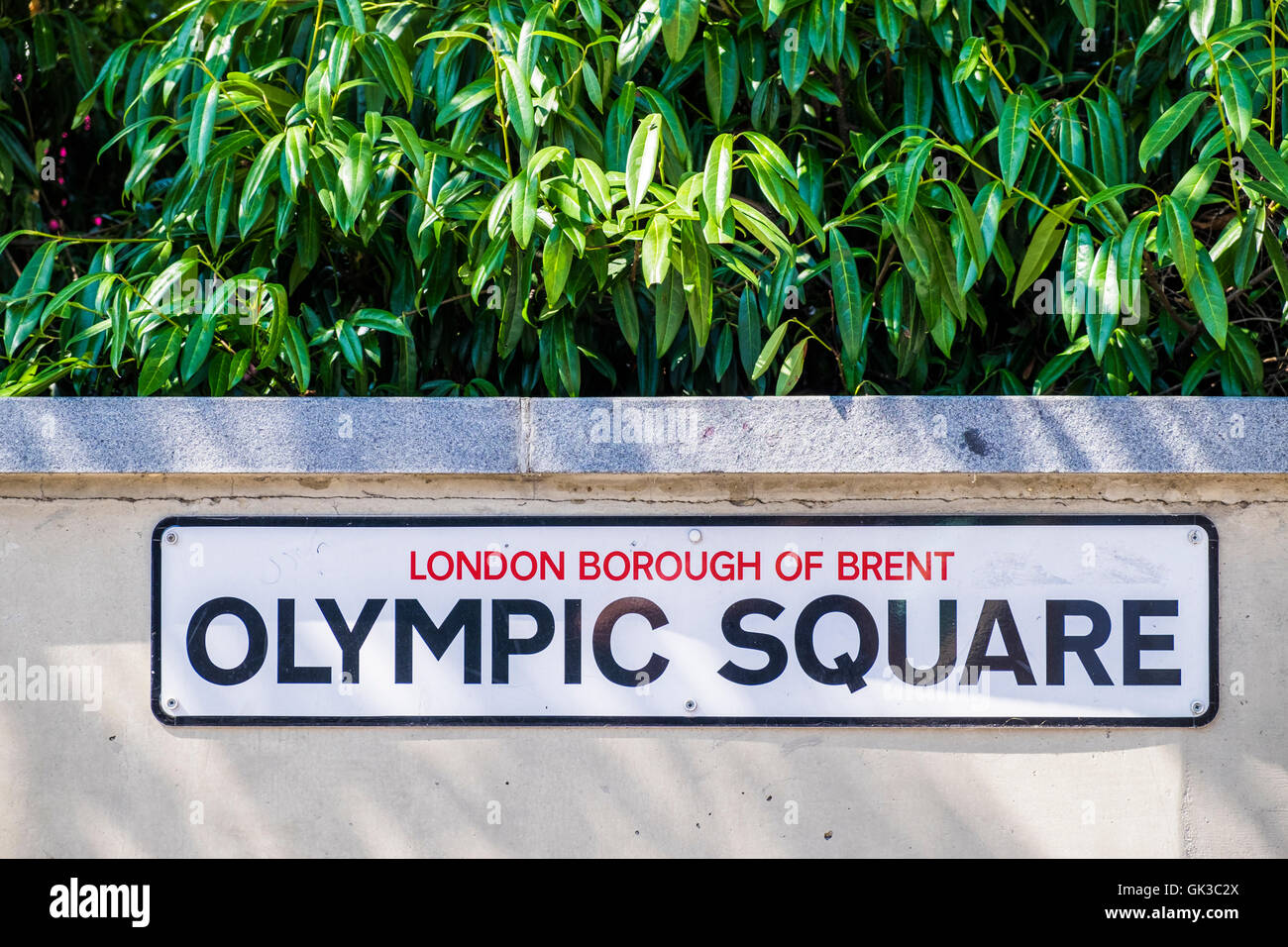 Olympischer Platz Straßenschild, Wembley Park, Borough of Brent, London, England, Vereinigtes Königreich Stockfoto