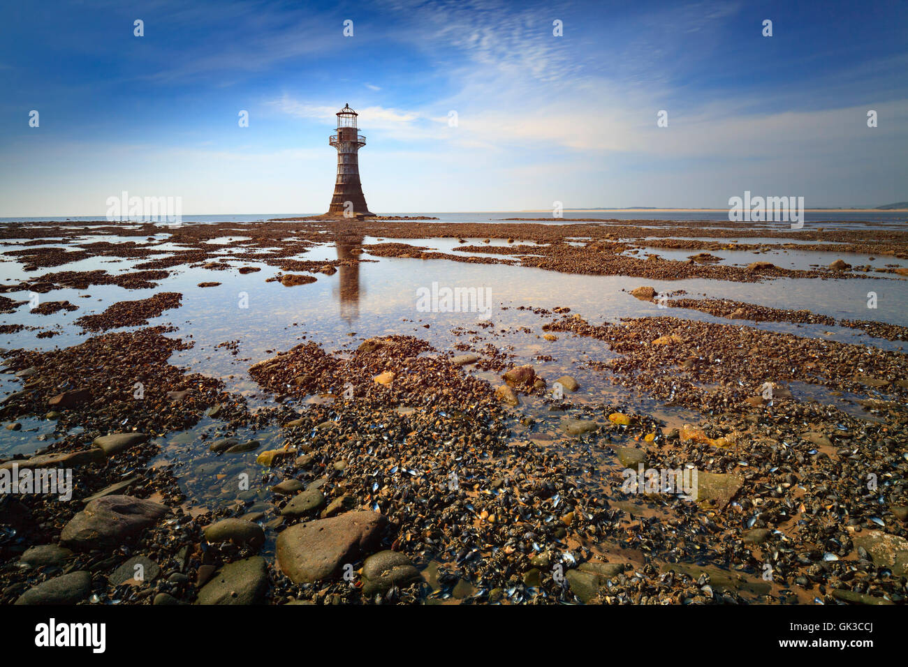 Whiteford Leuchtturm auf dem nordwestlichen Punkt der Gower, Wales. Stockfoto