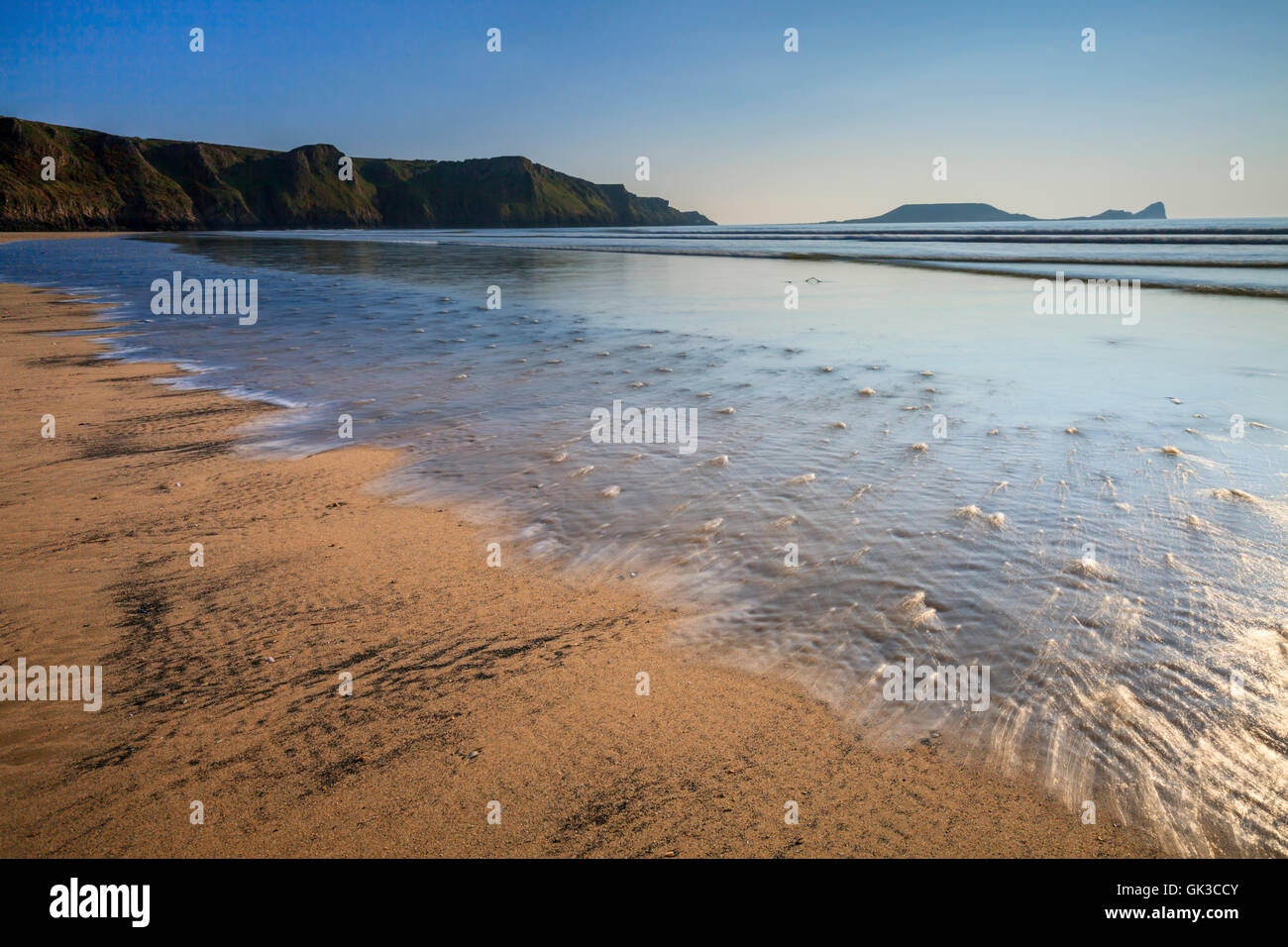Worms-Kopf eingefangen von Rhossili Strand, Gower, Wales Stockfoto