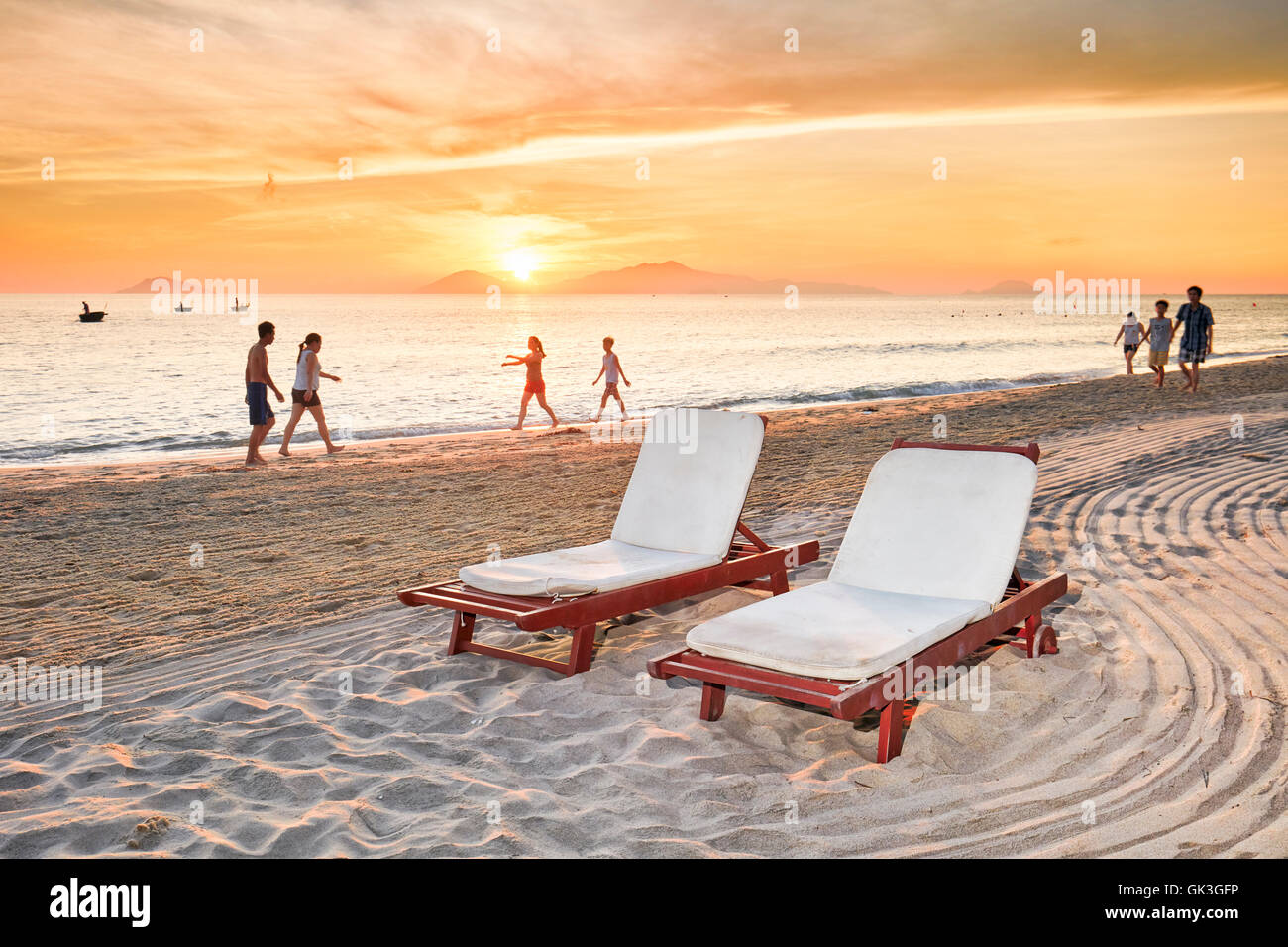Cua Dai Strand bei Sonnenaufgang. Hoi An, Provinz Quang Nam, Vietnam. Stockfoto