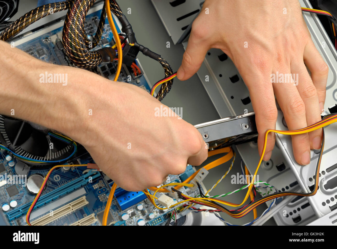 die Installation einer Festplatte Stockfoto