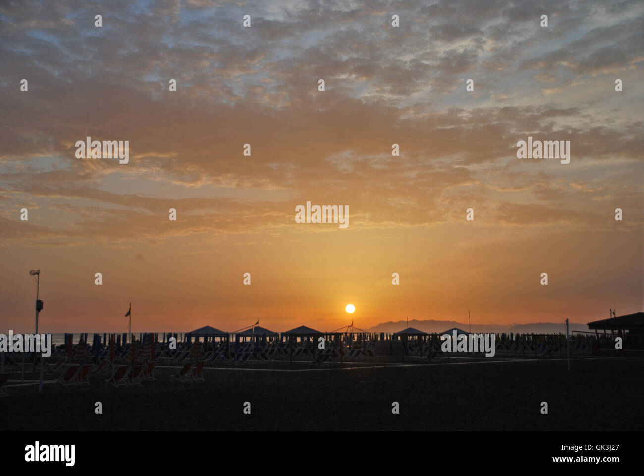 Sonnenuntergang in Viareggio, Italien Stockfoto
