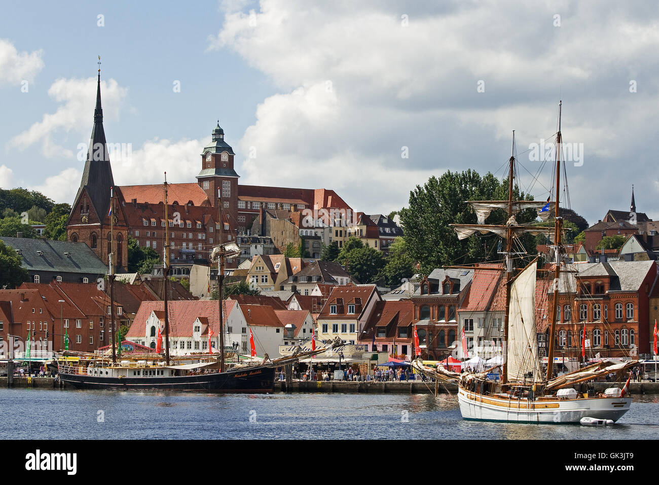 Blick auf den Hafen Flensburg Stockfoto