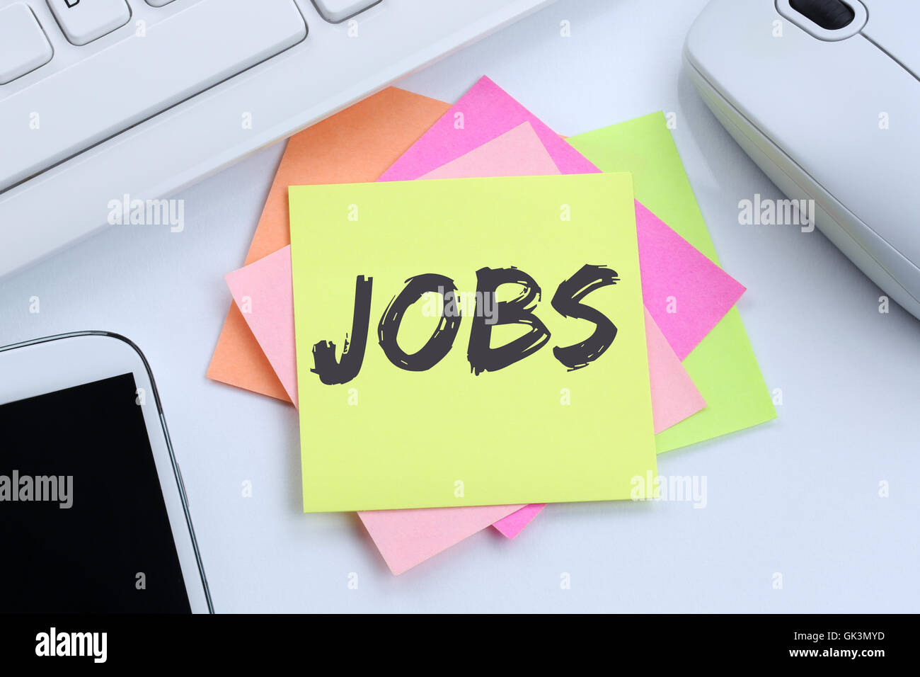 Jobs, Job arbeiten Rekrutierung Mitarbeiter Business Konzept Schreibtisch Computer-Tastatur Stockfoto