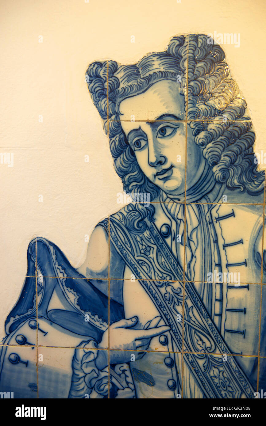 BelÈm, Lissabon, Portugal---Blau gekachelt Darstellung der das Zeitalter der Entdeckungen, Belem Viertel, Lissabon, Portugal---Bild von © Jeremy Stockfoto