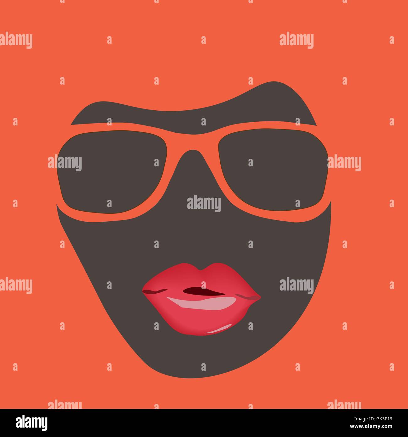 Mode-Vektor-Illustration mit Brille und Lippen Stock Vektor