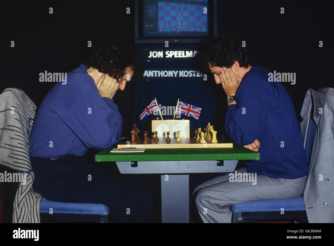 Jon spellman v Anthony kosten an der ausländischen & Colonial Hastings premier Schachturnier 1990 Stockfoto