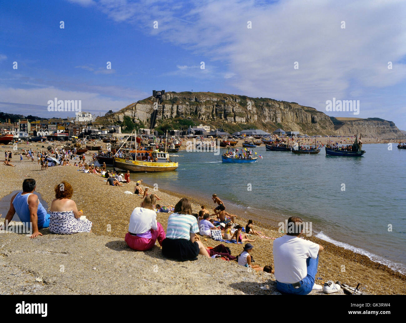 Angelboote/Fischerboote im Hafen von Stade. Alte Stadt Hastings. Sussex. England. UK Stockfoto