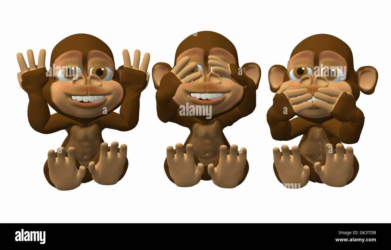 drei weisen Affen Stockfoto