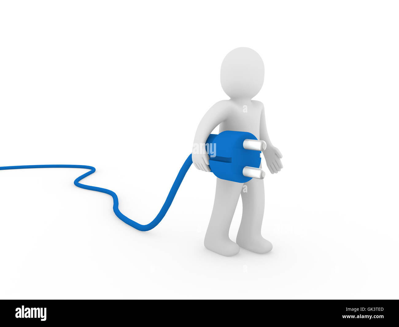 3D menschlichen Stecker blau Stockfoto