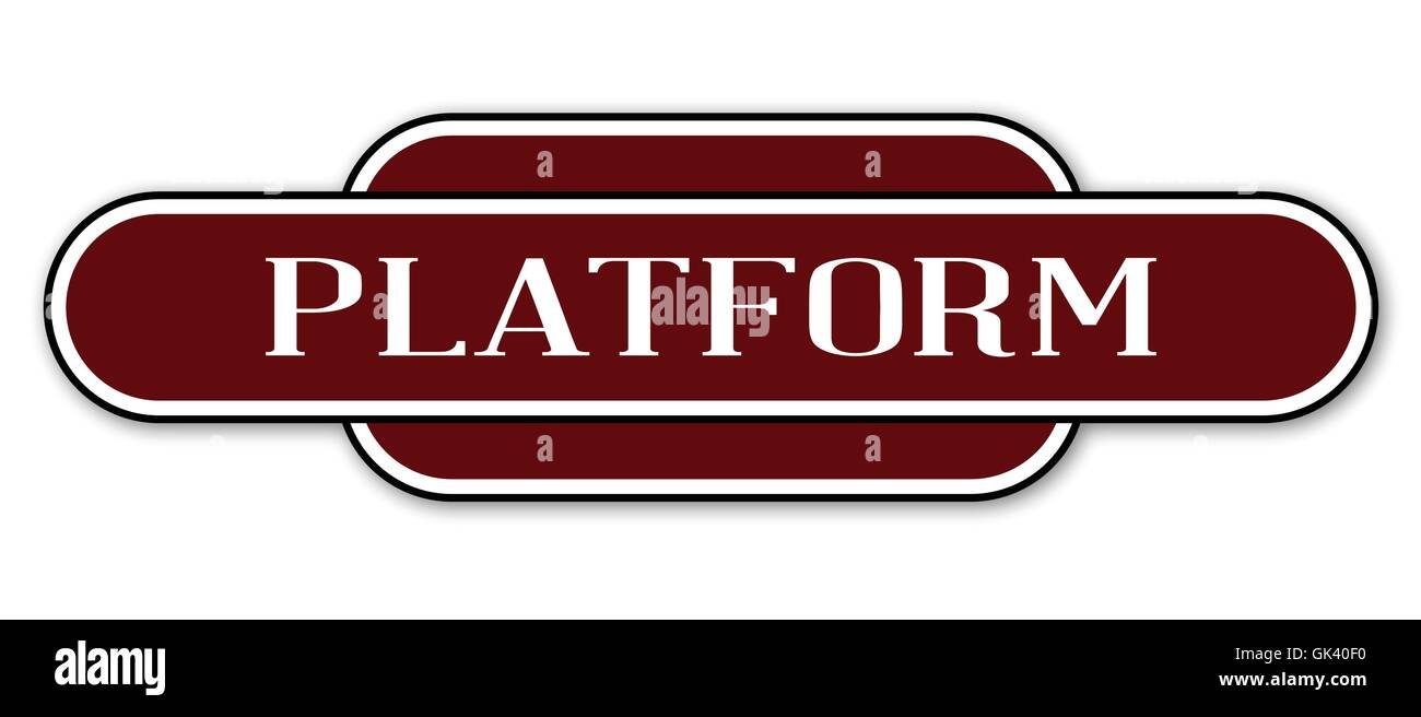 Ein Plattform-Bahnhof-Namensschild auf einem weißen Hintergrund Stock Vektor