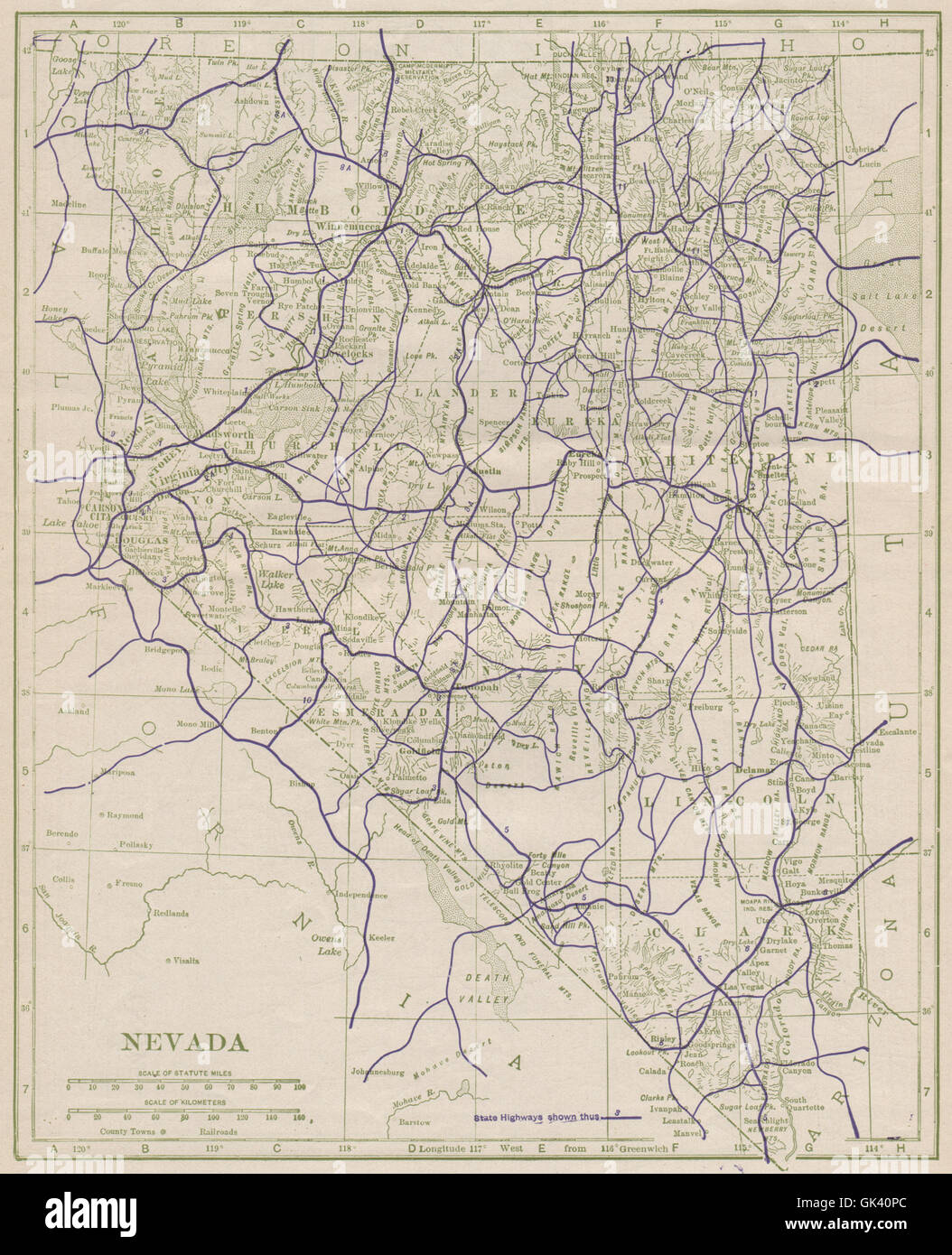 Karte von bundesstaat nevada -Fotos und -Bildmaterial in hoher ...