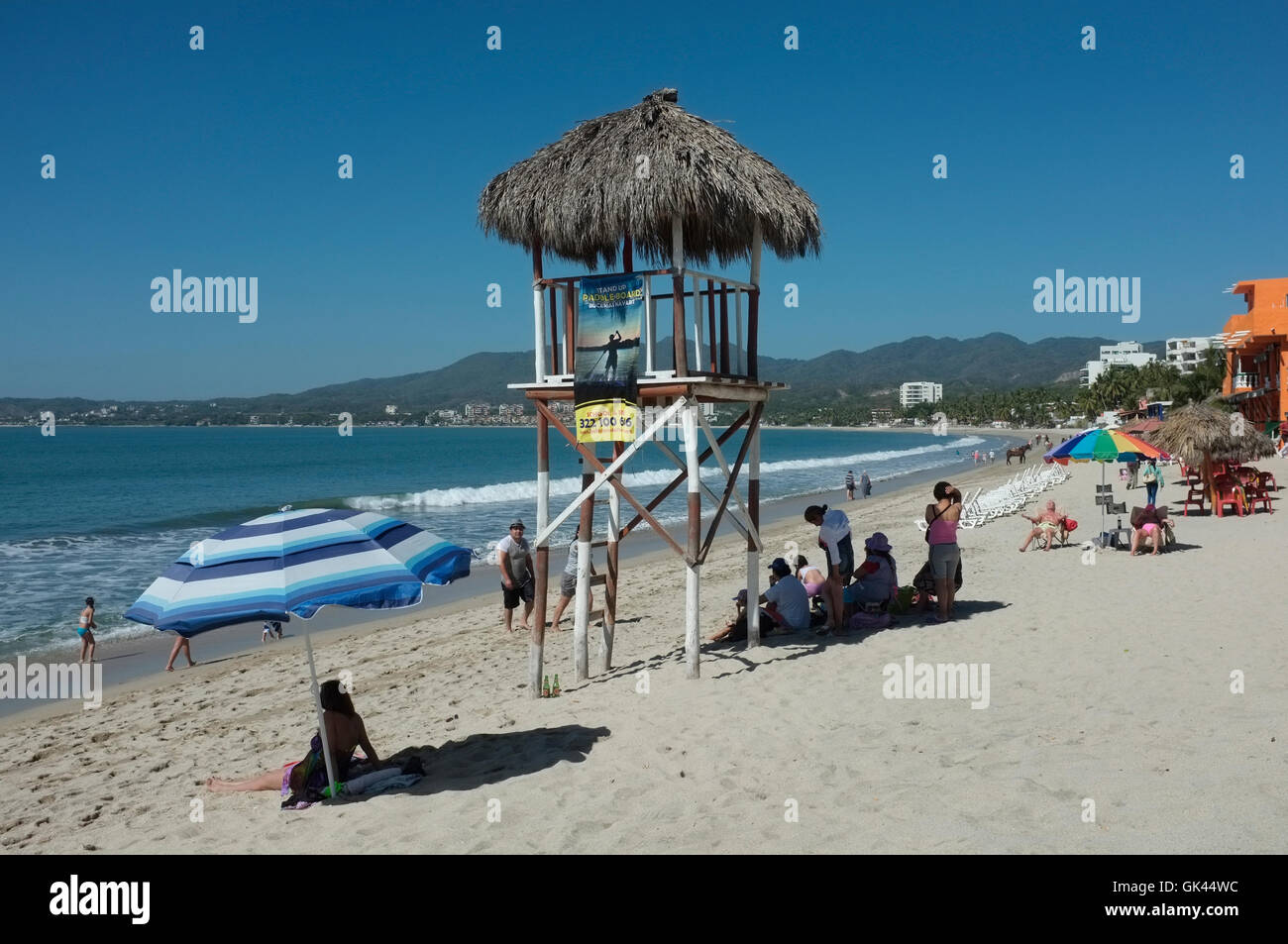 Der Strand von Bucerias, Riviera Nayarit, Mexiko. Stockfoto