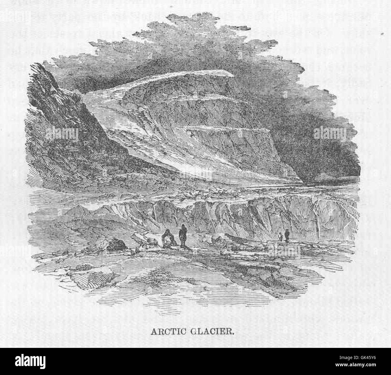 Der Arktische Gletscher bezeichnet große Eismassen in der Arktis, wo sie eine entscheidende Rolle im globalen Klimasystem spielen. Diese Gletscher sind für die Meeresströmungen, die Lebensräume der Tiere und den Wasserkreislauf der Erde von Bedeutung. Stockfoto