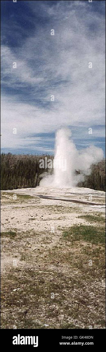 48187 Ausbruch des Old Faithful Geysir mittleren Phase, Yellowstone-Nationalpark, Upper Geyser Basin Stockfoto