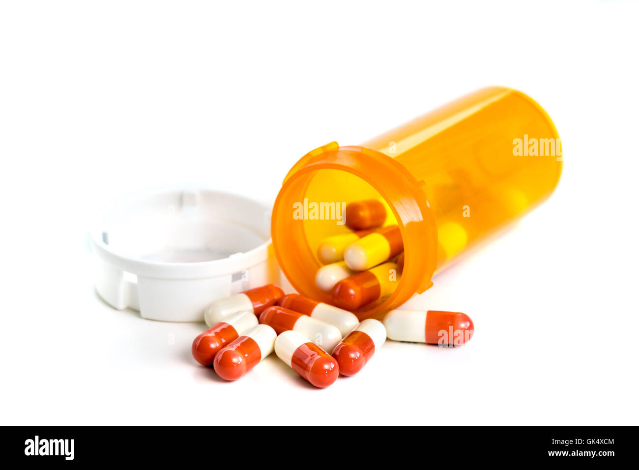 Tabletten und Kapseln im dispenser Stockfoto