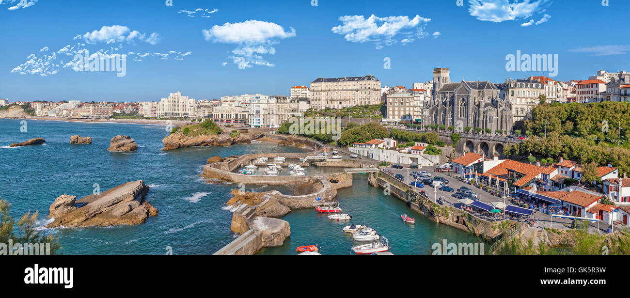 Panorama der Hafenbereich in Biarritz, Aquitaine, Frankreich Stockfoto