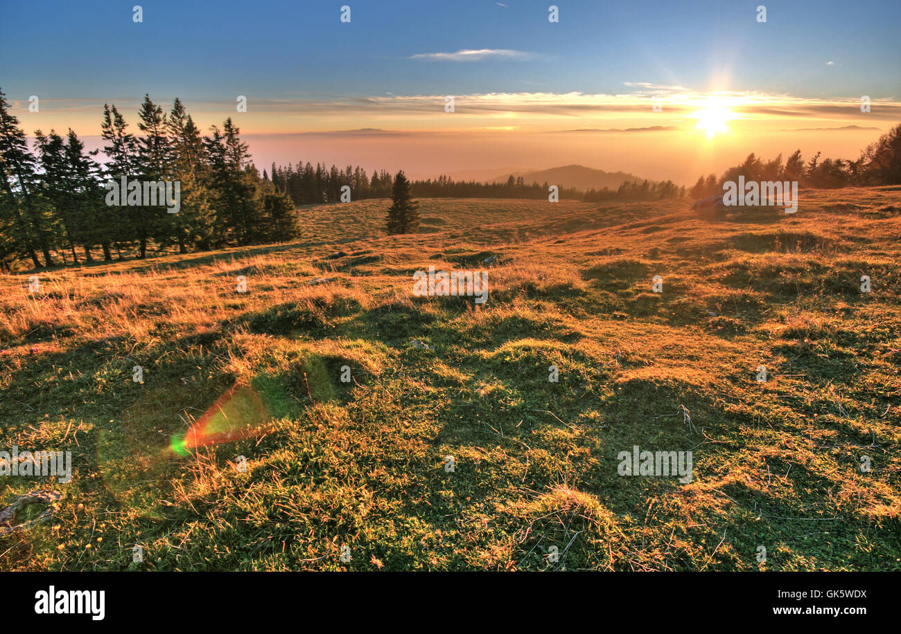 Alpen-Sonnenuntergang-firmament Stockfoto