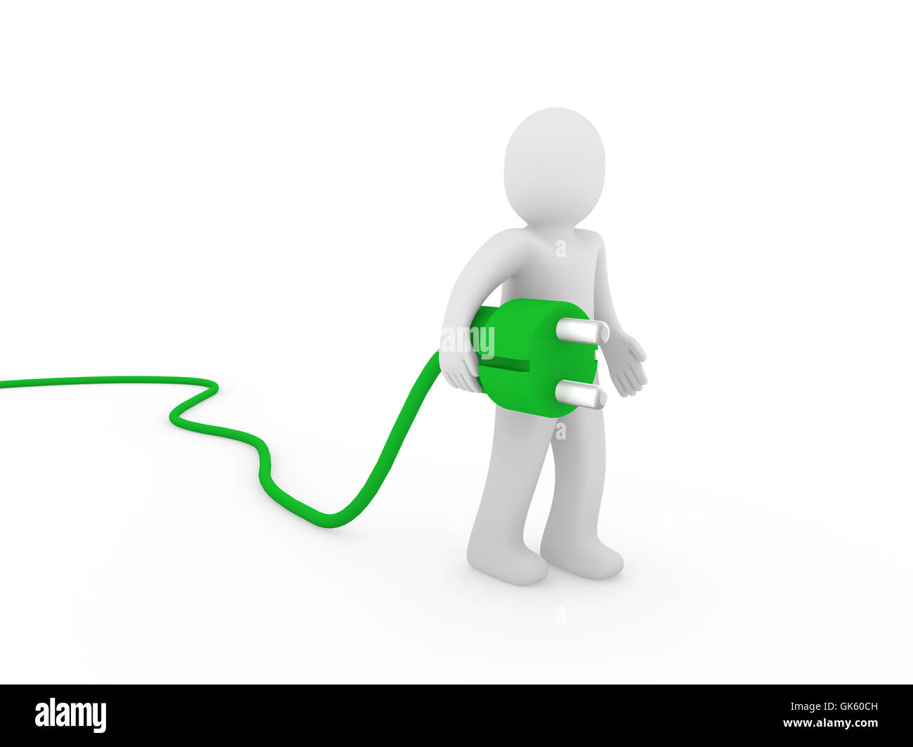 3D menschlichen Stecker grün Stockfoto