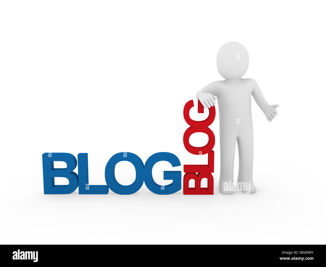 3D Mann menschlichen Blog rot blau Stockfoto