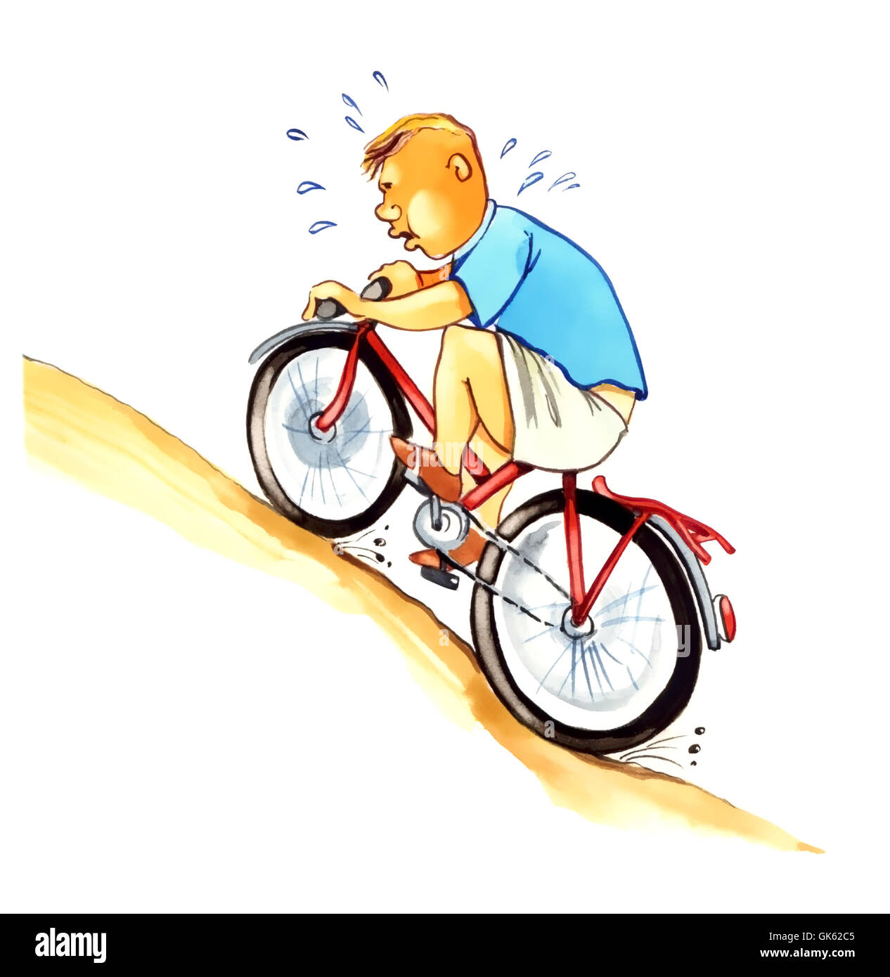 übergewichtige junge auf Fahrrad Stockfoto