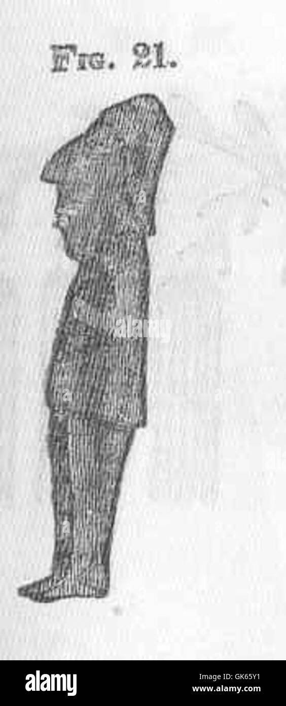 Diese Steinfigur ist ein Artefakt, dessen Ursprung und Zweck unbekannt sind. Es ist Teil einer laufenden Studie in Archäologie und antiken Kulturen, die menschliche Kreativität und Handwerkskunst aus einer unbekannten Zeit widerspiegelt. Stockfoto