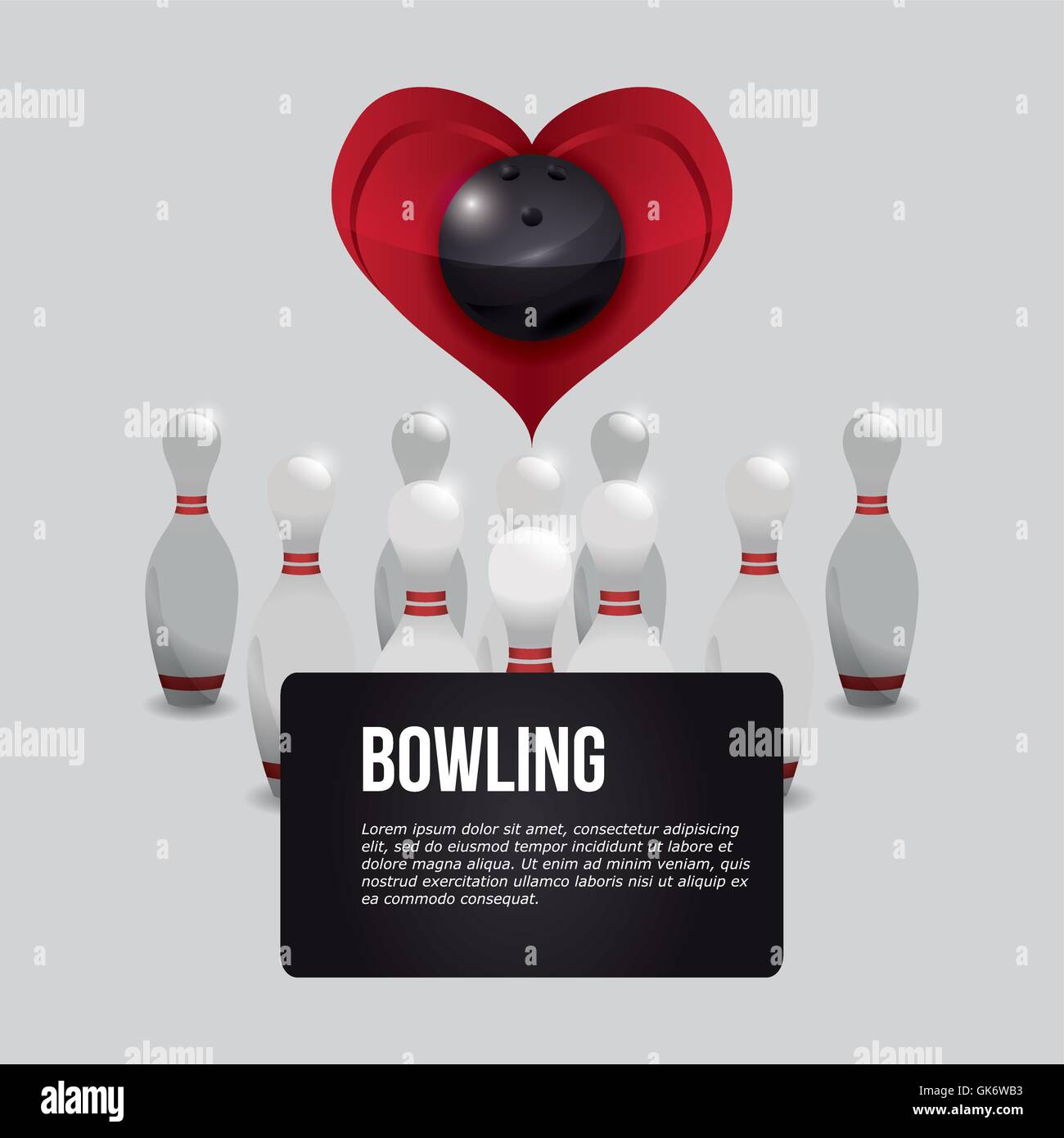 Bowling-Design. Sport-Symbol. Flache Illustration, Vektor Stock Vektor