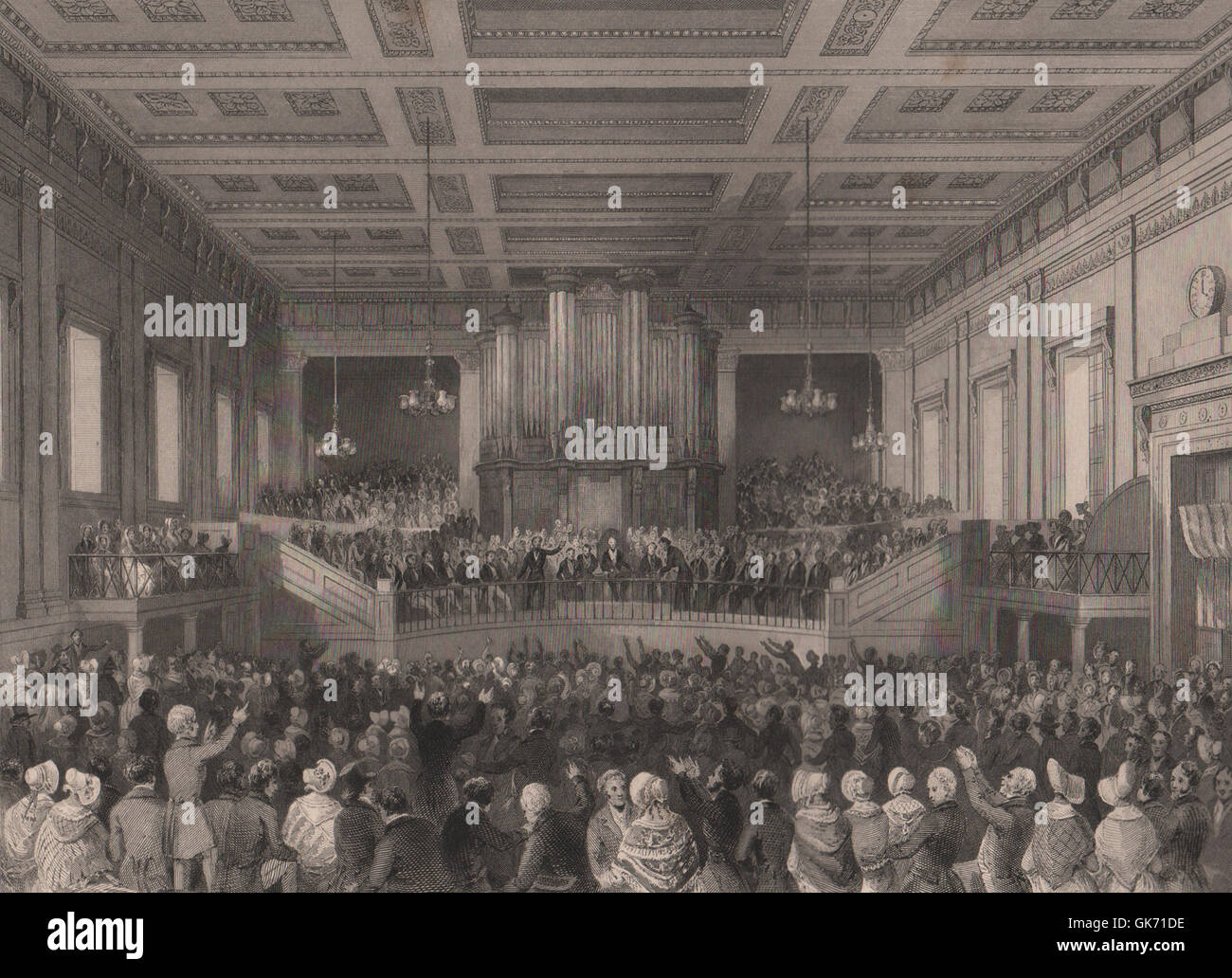 Exeter Hall. Die große Anti-Sklaverei treffen, 1841. LONDON INTERIORS, 1841 Stockfoto