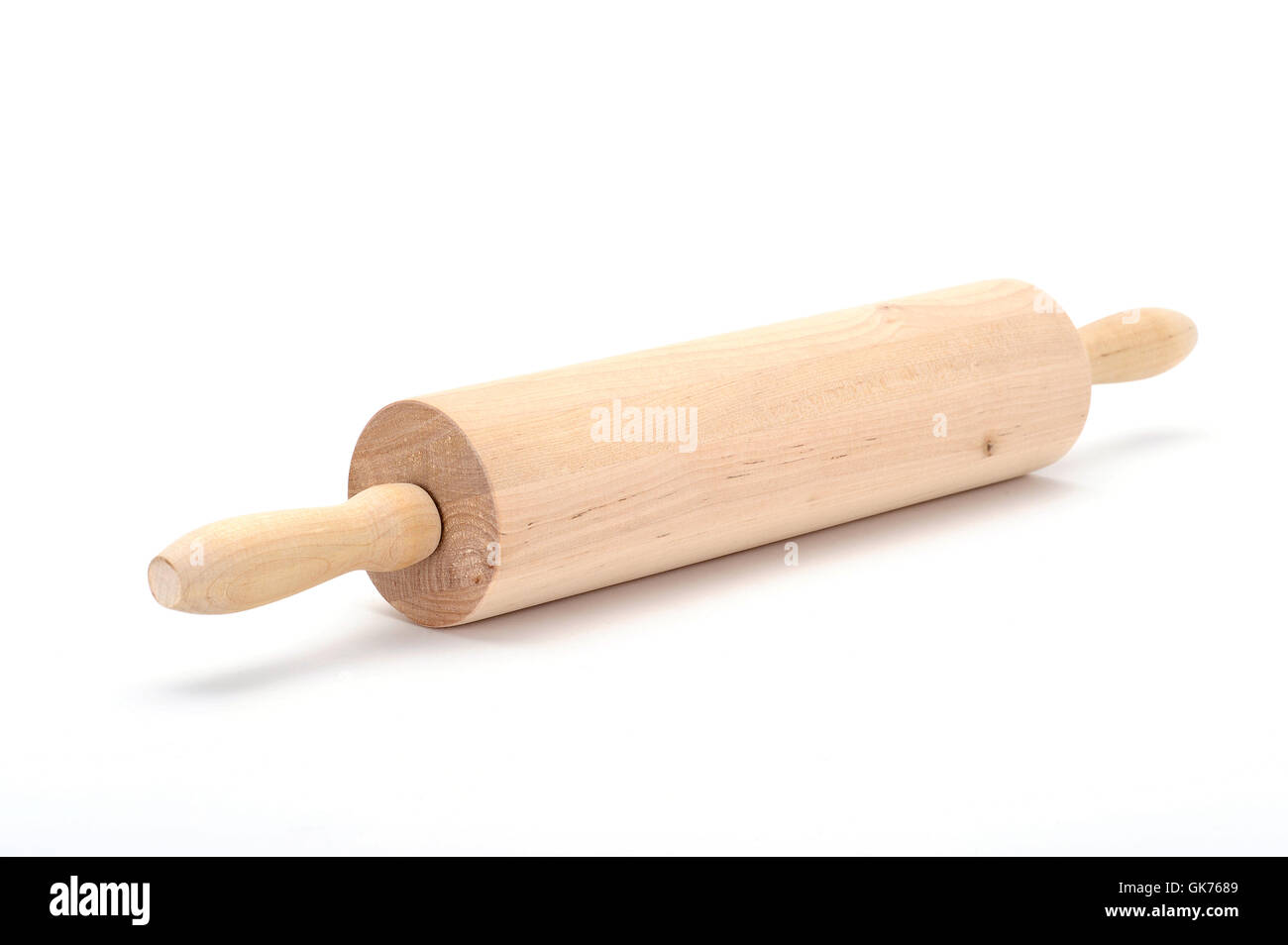 Rolling Pin vor einem weißen Hintergrund Stockfoto