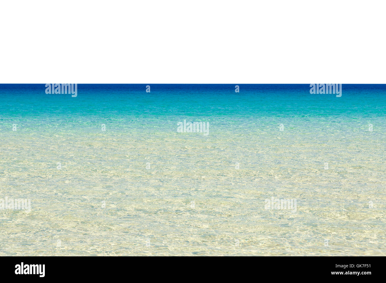 Ruhigen tropischen Meer isoliert auf weißem Hintergrund Himmel hinzufügen Stockfoto