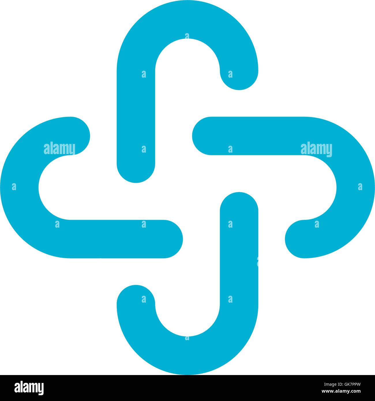 Isolierte blau abstrakt Kreuz Vektor-Logo. Skizzierten Pluszeichen. Medizinische-Symbol. Dekoratives Element. Stock Vektor