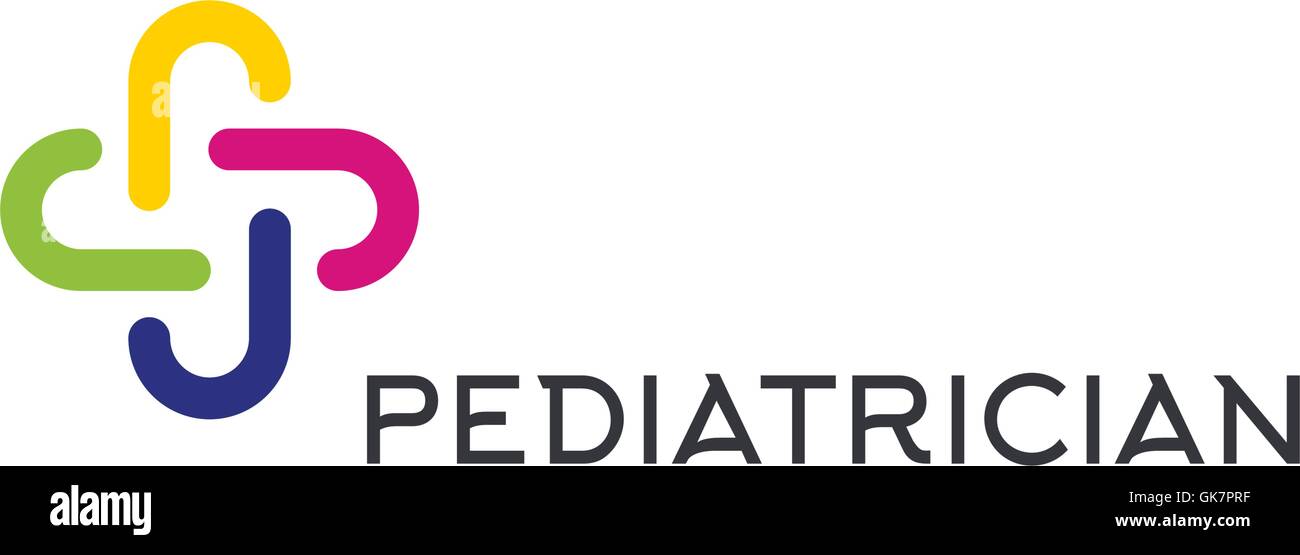 Isolierte bunt abstrakt Kreuz Vektor-Logo. Skizzierten Pluszeichen. Medizinische-Symbol. Dekoratives Element. Stock Vektor