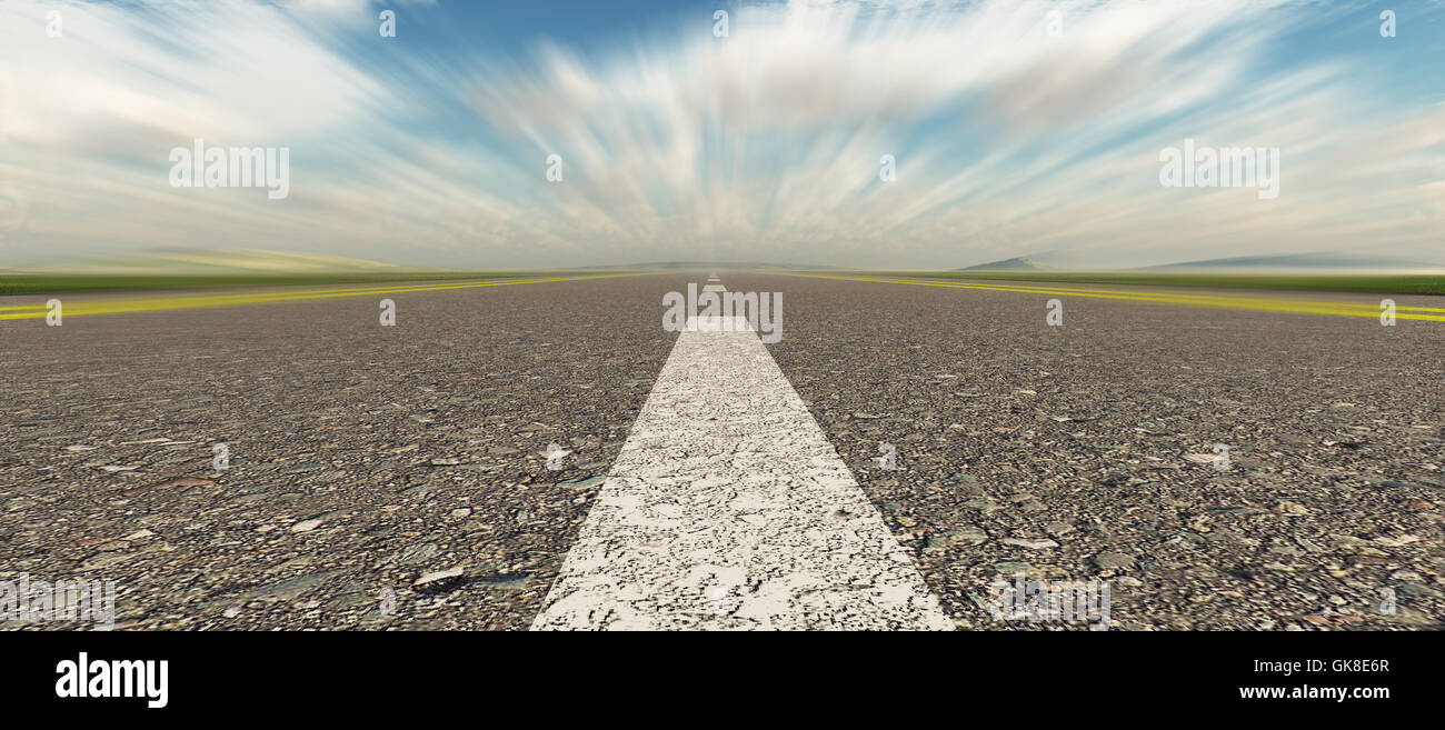 Asphalt Straße Geschwindigkeit Panorama Stockfoto