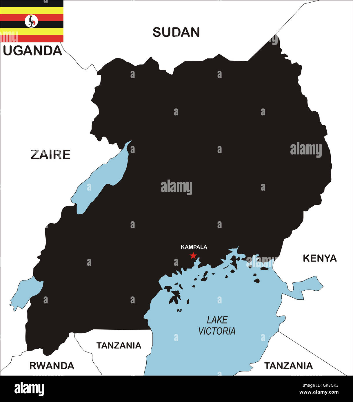 Uganda-Karte Stockfoto