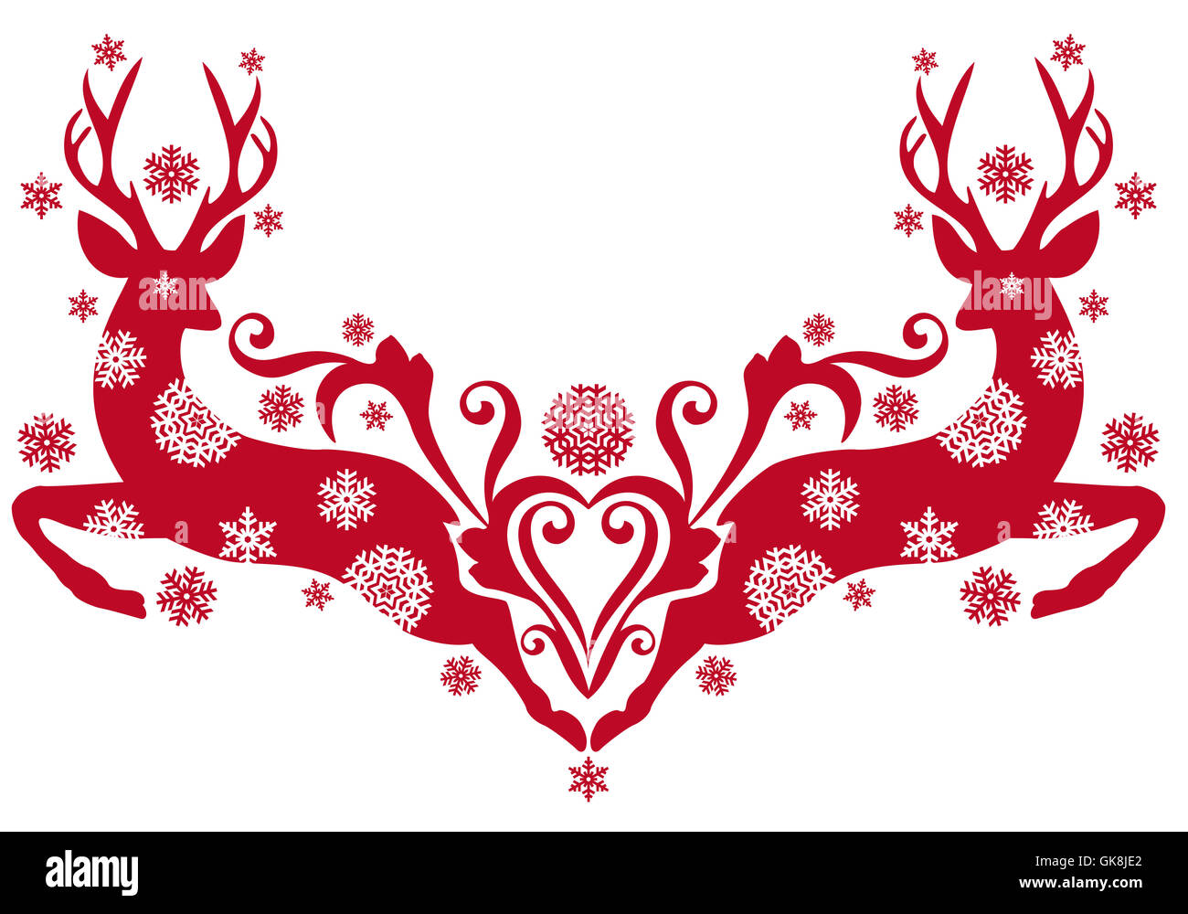 Weihnachten Schneeflocke Hirsch Stockfoto