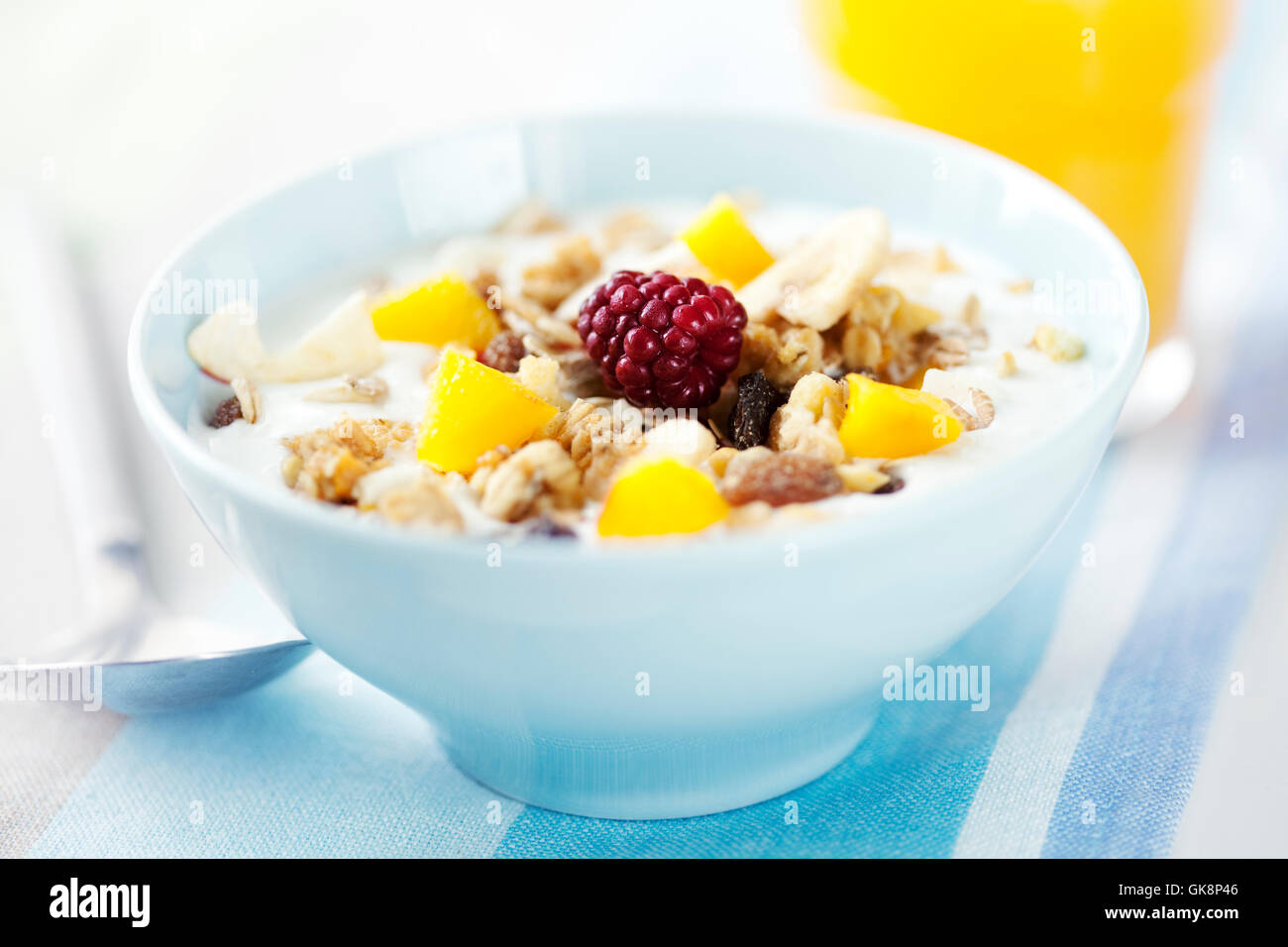 Obst Orangensaft Getreide Stockfoto