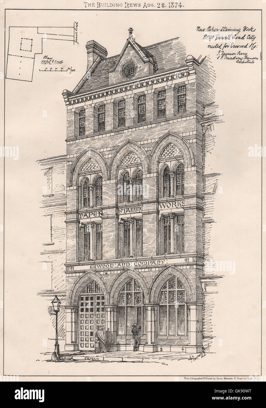 Neues Papier Färbung Werke Nr. 91 Goswell Road, Stadt. London, alte print 1874 Stockfoto