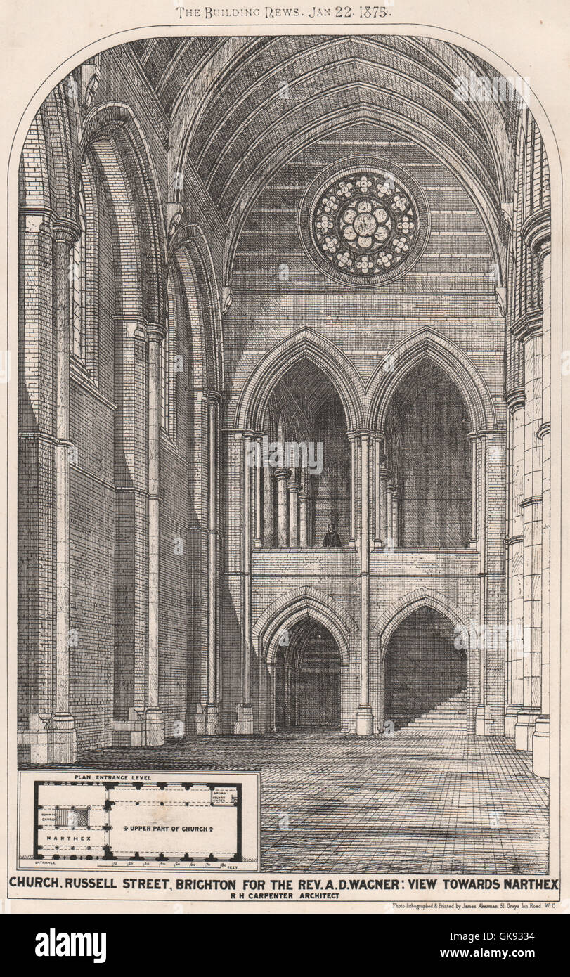 Russell Street Church, Brighton. Rev Wagner. Zur Vorhalle; RH-Zimmermann, 1875 Stockfoto