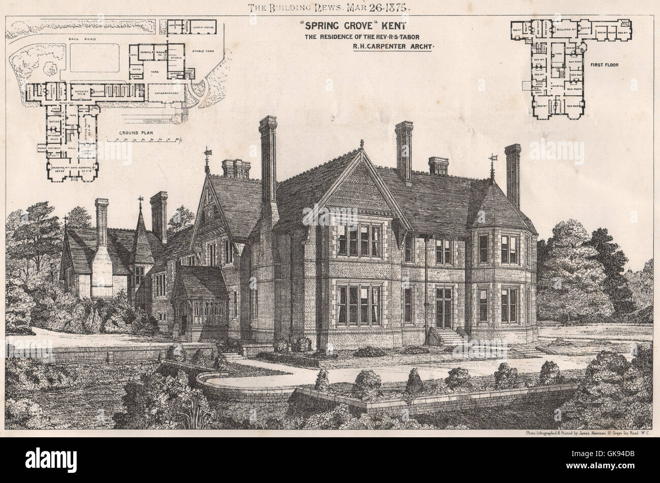 "Spring Grove", Kent, für den Reverend R.S. Tabor; R.h. Zimmermann Architekten, 1875 Stockfoto