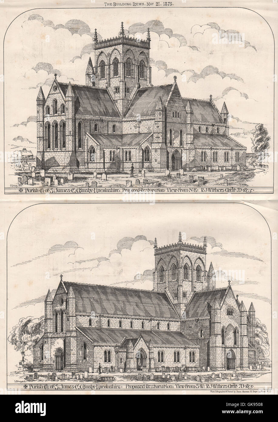 Str. Jamess Kirche, Grimsby, Lincolnshire; Restaurierung; R.j. Whiters, 1875 Stockfoto