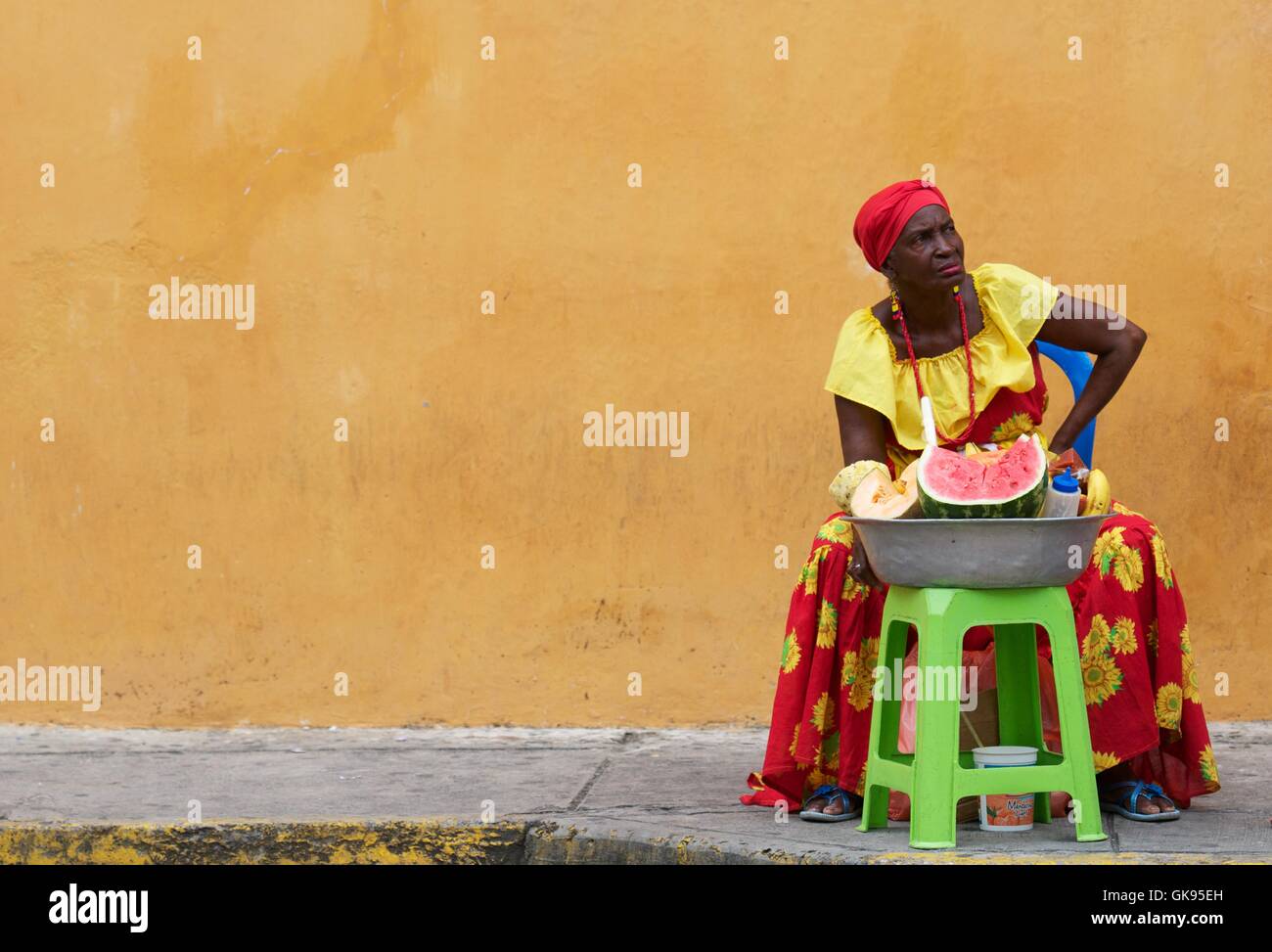 Las Palanqueras Wassermelone Verkäufer Cartagena Kolumbien Stockfoto